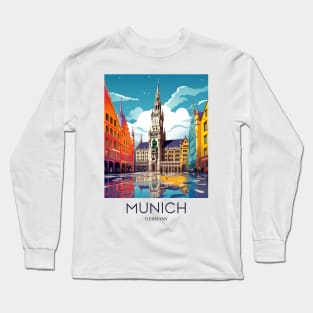 A Pop Art Travel Print of Munich - Germany Long Sleeve T-Shirt